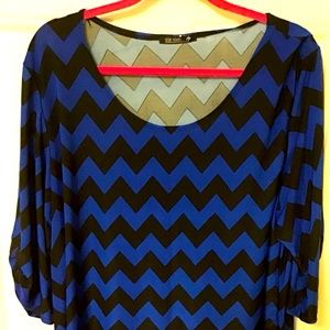 Siar Vixen Blue & Black Chevron Blouse.